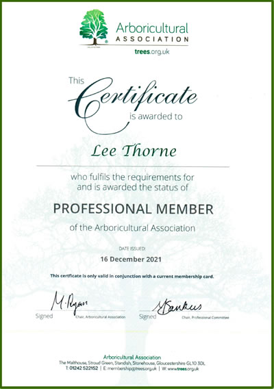 Professional Member Of The Arboricultural Association
