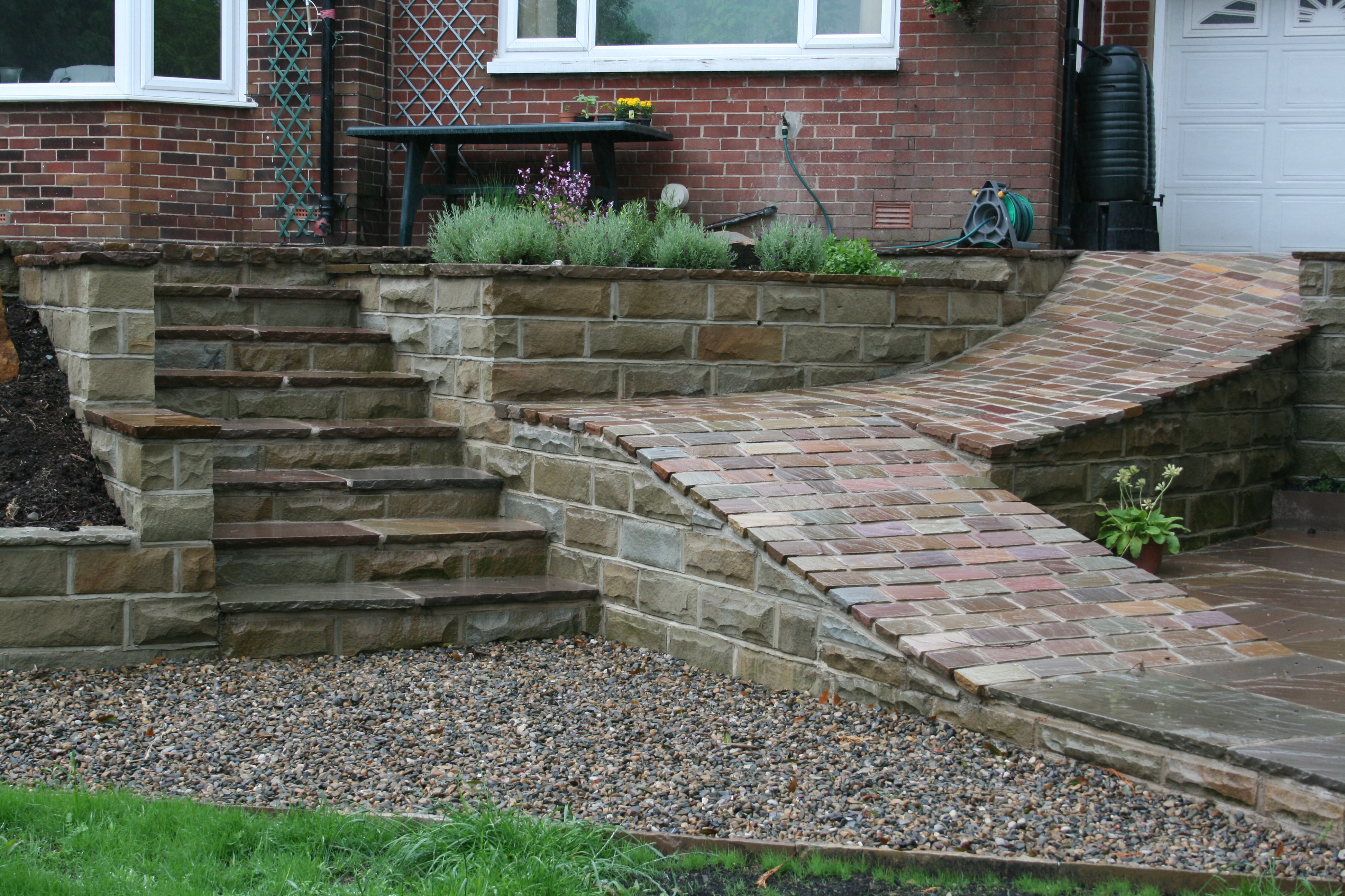 York stone retaining wall installed by Country Landscapes Ltd